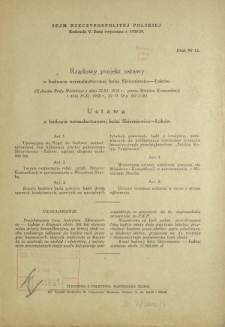 Rządowy projekt ustawy o budowie normalnotorowej kolei Skierniewice-Łuków. Druk Nr 13 [Dodatek do] : Sprawozdanie Stenograficzne z ... Posiedzenia Sejmu Rzeczypospolitej z dnia ... (V Kadencja 1938-1939)