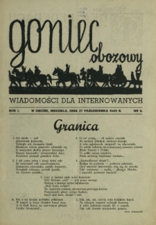 Goniec Obozowy : wiadomości dla internowanych R. 1, Nr 9 (27 października 1940)