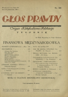 Głos Prawdy : organ radykalizmu polskiego. R. 4, Nr 165 (30 października 1926)
