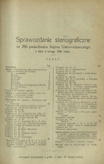 Sprawozdanie Stenograficzne z 206 Posiedzenia Sejmu Ustawodawczego z dnia 4 lutego 1921 r.