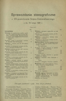 Sprawozdanie Stenograficzne z 211 Posiedzenia Sejmu Ustawodawczego z dnia 18 lutego 1921 r.