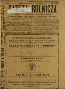 Gazeta Rolnicza : pismo tygodniowe ilustrowane. R. 67, nr 4 (28 stycznia 1927)