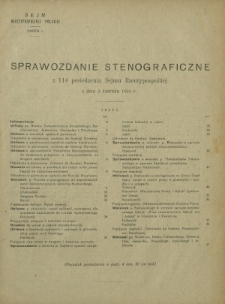 Sprawozdanie Stenograficzne z 114 Posiedzenia Sejmu Rzeczypospolitej z dnia 3 kwietnia 1924 r.