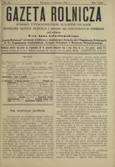 Gazeta Rolnicza : pismo tygodniowe ilustrowane. R. 75, nr 44 (1 listopada 1935)