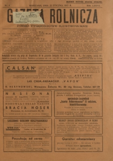 Gazeta Rolnicza : pismo tygodniowe ilustrowane. R. 77, nr 4 (22 stycznia 1937)
