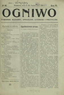 Ogniwo : tygodnik naukowy, społeczny, literacki i polityczny. R. 3, Nr 43 (15/28 października 1905)
