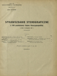 Sprawozdanie Stenograficzne z 340 Posiedzenia Sejmu Rzeczypospolitej z dnia 3 listopada 1927 r. (I Kadencja 1922-1927)