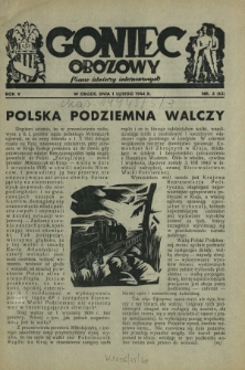 Goniec Obozowy : pismo żołnierzy internowanych R. 5, Nr 3 (1 lutego 1944)