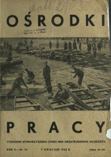 Ośrodki Pracy : tygodnik Stowarzyszenia Opieki nad Nieztrudnioną Młodzieżą R. 2, Nr 14 (7 kwiecień 1935)
