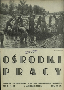 Ośrodki Pracy : tygodnik Stowarzyszenia Opieki nad Niezatrudnioną Młodzieżą R. 2, Nr 40 (październik 1935)