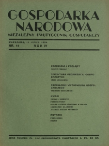 Gospodarka Narodowa : niezależny dwutygodnik gospodarczy. R. 4, nr 14 (15 lipiec 1934)