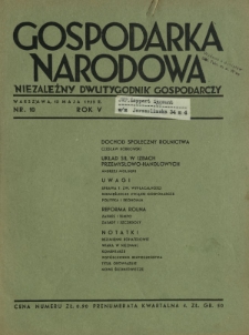 Gospodarka Narodowa : niezależny dwutygodnik gospodarczy. R. 5, nr 10 (15 maja 1935)