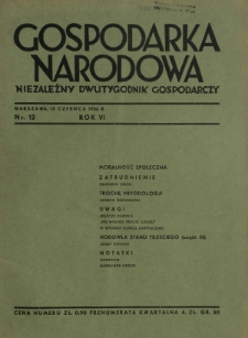 Gospodarka Narodowa : niezależny dwutygodnik gospodarczy. R. 6, nr 12 (15 czerwca 1936)