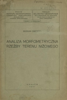 Analiza morfometryczna rzeźby terenu niżowego