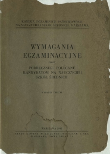 Wymagania egzaminacyjne oraz podręczniki, polecane kandydatom na nauczycieli szkół średnich