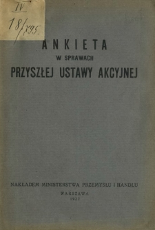 Ankieta w sprawach przyszłej ustawy akcyjnej