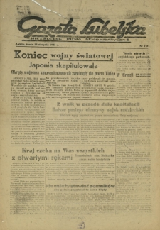 Gazeta Lubelska : niezależne pismo demokratyczne. 1945, nr 173 (15 sierpnia)