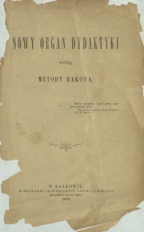Nowy organ dydaktyki według metody Bakona