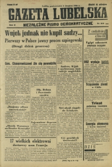 Gazeta Lubelska : niezależne pismo demokratyczne. R. 2, nr 213=522 (5 sierpień 1946)