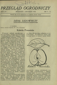 Przegląd Ogrodniczy : organ Małopolskiego Towarzystwa Rolniczego oraz Małopolskiego Towarzystwa Ogrodniczego we Lwowie R. 15, Nr 9-12 (wrzesień-grudzień 1932)