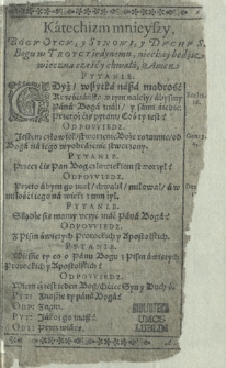 Katechizm z Naukami, Piesniami y Modlitwami Kosciola Powszechnego Apostolskiego [...] Przez X. Krzysztofa Krainskiego