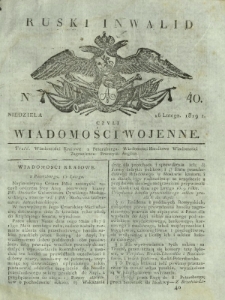 Ruski Inwalid czyli wiadomości wojenne. 1819, nr 40 (16 lutego)