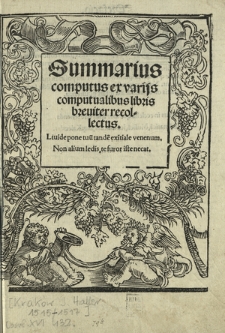Summarius computus ex varijs computualibus libris breuiter recolectus. : Liuide pone tuu[m] tande[m] exitiale venenum. Non alium ledis, te furor iste necat