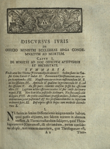 Samvelis Friderici Willenbergii, [...] De Officio Ministri Ecclesiae Erga Condemnatvm Ad Mortem Von Der Pflicht eines Predigers gegen einen zum Tode Verurtheileten. Et De Impoenitente Ad Mortem Condemnato Delinqvente Von Einem unbußfertigen zum Tode verdammten Ubelthäter Discvrsvs Ivris
