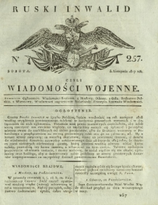 Ruski Inwalid czyli wiadomości wojenne. 1817, nr 257 (3 listopada)