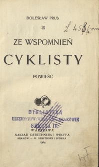 Ze wspomnień cyklisty : powieśc