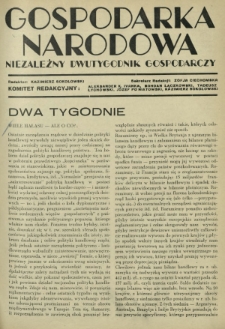 Gospodarka Narodowa : niezależny dwutygodnik gospodarczy. [R. 2, nr 2 (15 stycznia 1932)]