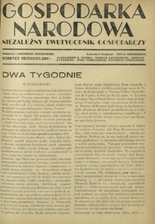 Gospodarka Narodowa : niezależny dwutygodnik gospodarczy. [R. 2, nr 7 (1 kwietnia 1932)]