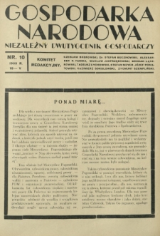 Gospodarka Narodowa : niezależny dwutygodnik gospodarczy. [R. 3], nr 10 (15 maja 1933)