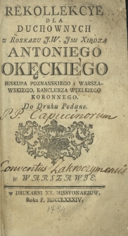 Rekollekcye Dla Duchownych