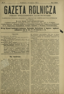 Gazeta Rolnicza : pismo tygodniowe ilustrowane. R. 74, nr 4 (26 stycznia 1934)