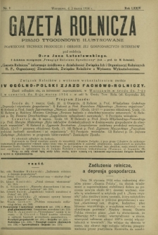 Gazeta Rolnicza : pismo tygodniowe ilustrowane. R. 74, nr 9 (2 marca 1934)