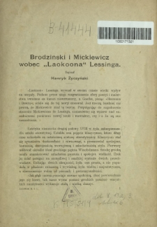 Brodziński i Mickiewicz wobec "Laokoona" Lessinga