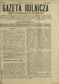 Gazeta Rolnicza : pismo tygodniowe ilustrowane. R. 69, nr 13 (29 marca 1929)