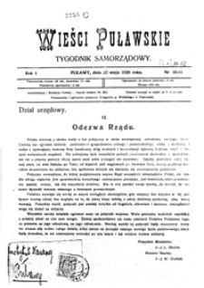 Wieści Puławskie : tygodnik samorządowy 1920-05-23, R. 1, nr 10-11 [właśc. 11-12]