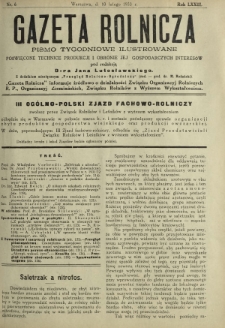 Gazeta Rolnicza : pismo tygodniowe ilustrowane. R. 73, nr 6 (10 lutego 1933)