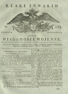 Ruski Inwalid czyli wiadomości wojenne. 1818, nr 149 (30 czerwca)