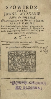 Spowiedz Czyli Jawne Wyznanie Pana de Voltaire