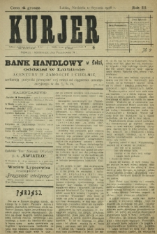 Kurjer / redaktor i wydawca Stanisław Korczak. - R. 3, nr 9 (12 stycznia 1908)