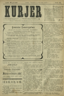 Kurjer / redaktor i wydawca Stanisław Korczak. - R. 3, nr 15 (19 stycznia 1908)
