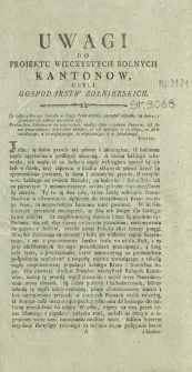 Uwagi Do Proiektu Wieczystych Rolnych Kantonow, Czyli Gospodarstw Zołnierskich