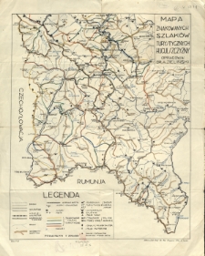 Mapa znakowanych szlak&oacute;w turystycznych Huculszczyzny