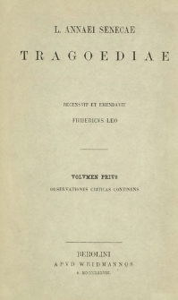 De Senecae tragoediis observationes criticae