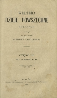 Weltera Dzieje powszechne skrócone. Cz. 3, Dzieje nowożytne