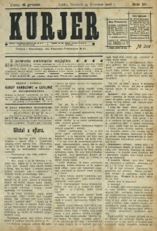 Kurjer / redaktor i wydawca Stanisław Korczak. - R. 3, nr 208 (13 września 1908)