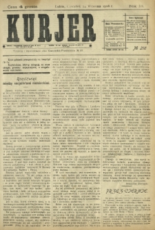 Kurjer / redaktor i wydawca Stanisław Korczak. - R. 3, nr 218 (24 września 1908)